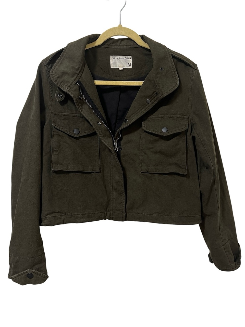 Rag & Bone M15 Cropped Military Jean Jacket M Fatigue Olive Green - Picture 4 of 9